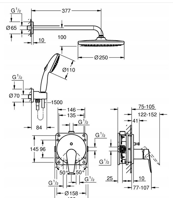 Zestaw prysznicowy podtynkowy Grohe Start Edge chrom - obrazek 2