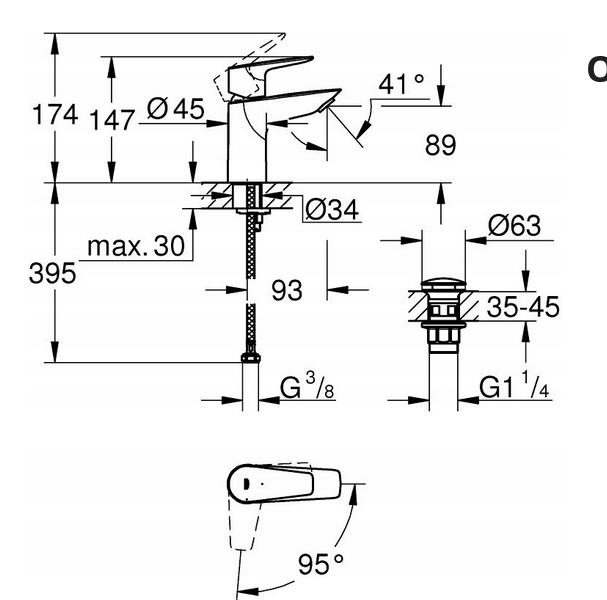 Bateria umywalkowa Grohe Start Edge chrom - obrazek 2