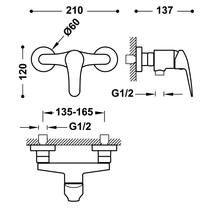 Bateria prysznicowa Tres Palma chrom - obrazek 2