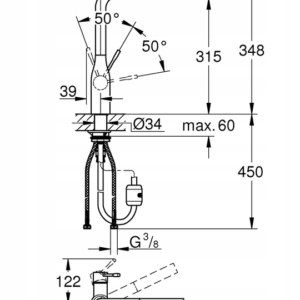 Grohe Essence bateria kuchenna stojąca  obrotowa wyciągana wylewka chrom